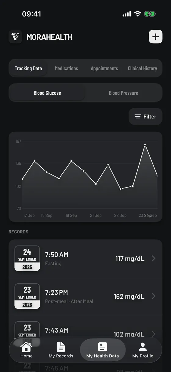 iPhone'da şeker ölçümleri grafiği